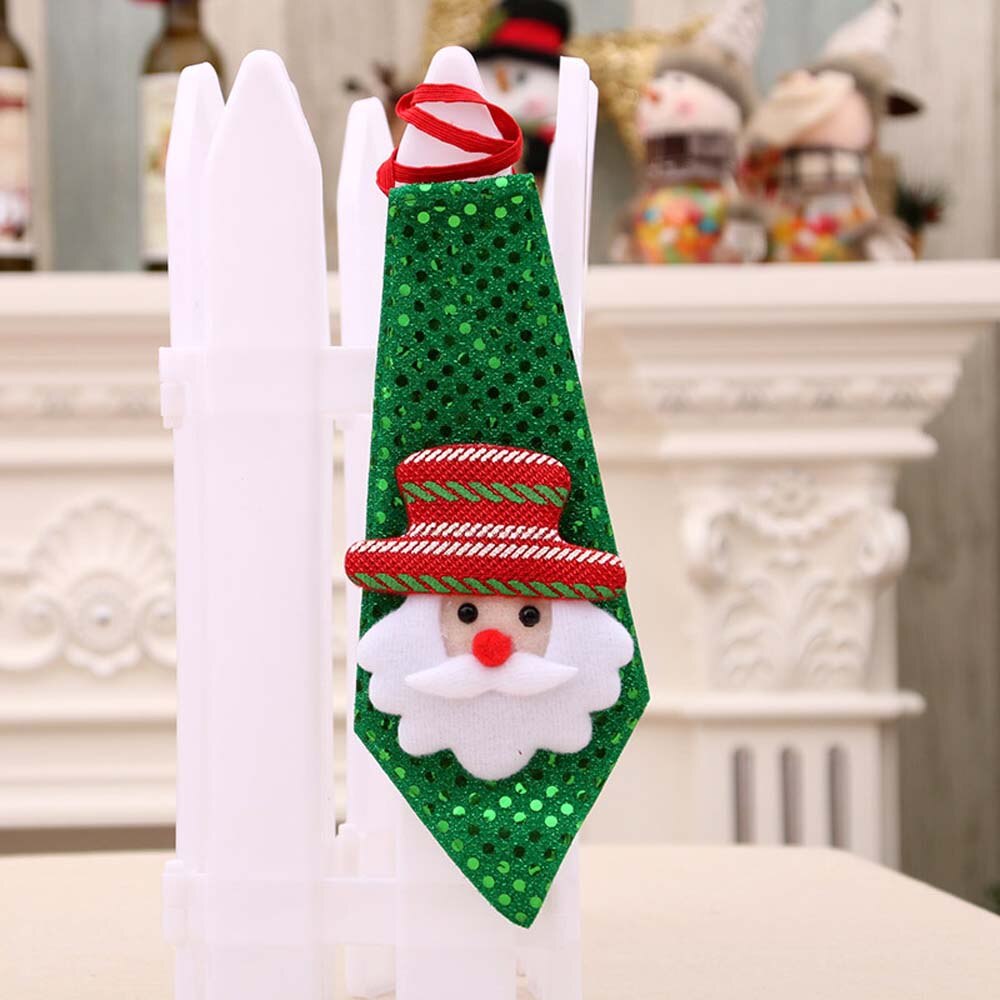 LED Lights Christmas Tie Glow Sequins Santa Claus Bear Snowman Elk Necktie For Children Cartoon Tie Decoration Year