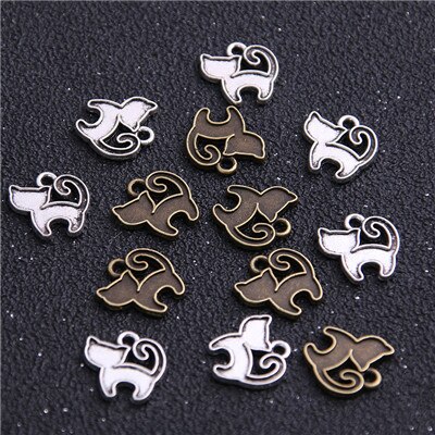 30PCS 13*13mm Product Two Color Small Cat Charms Animal Pendant Jewelry Metal Alloy Jewelry Marking: two color