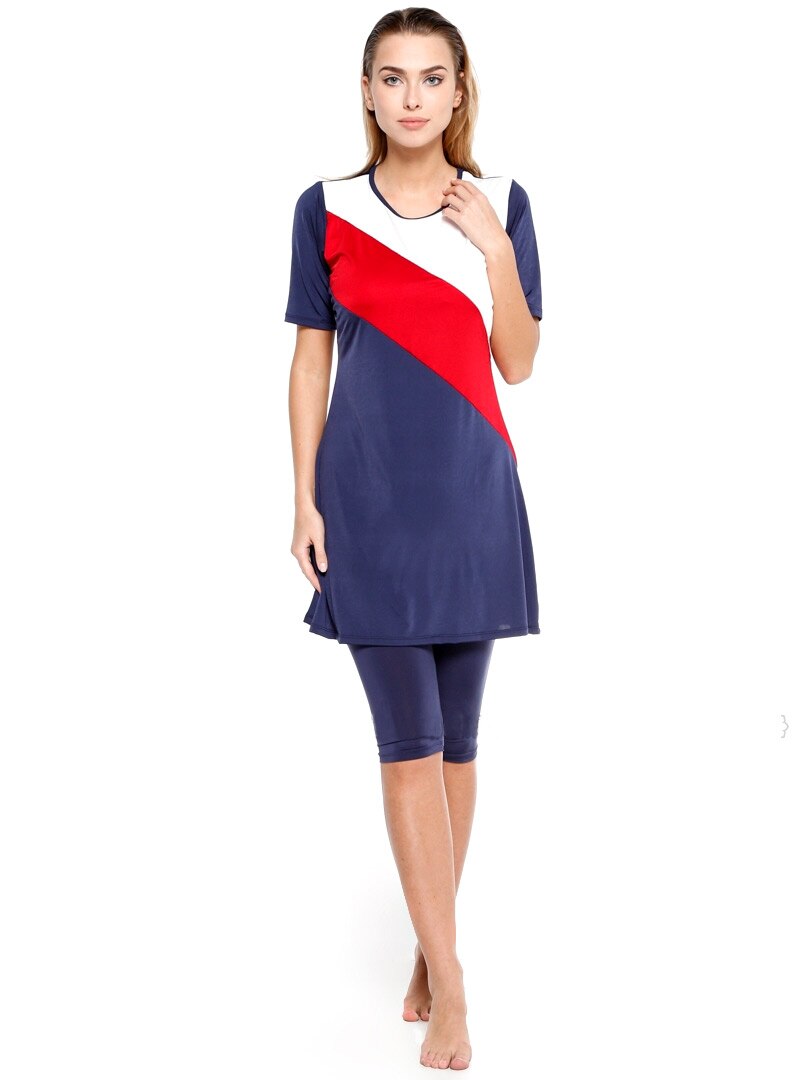 Maiô feminino muçulmano, roupa de banho moderna para mulheres, manga curta