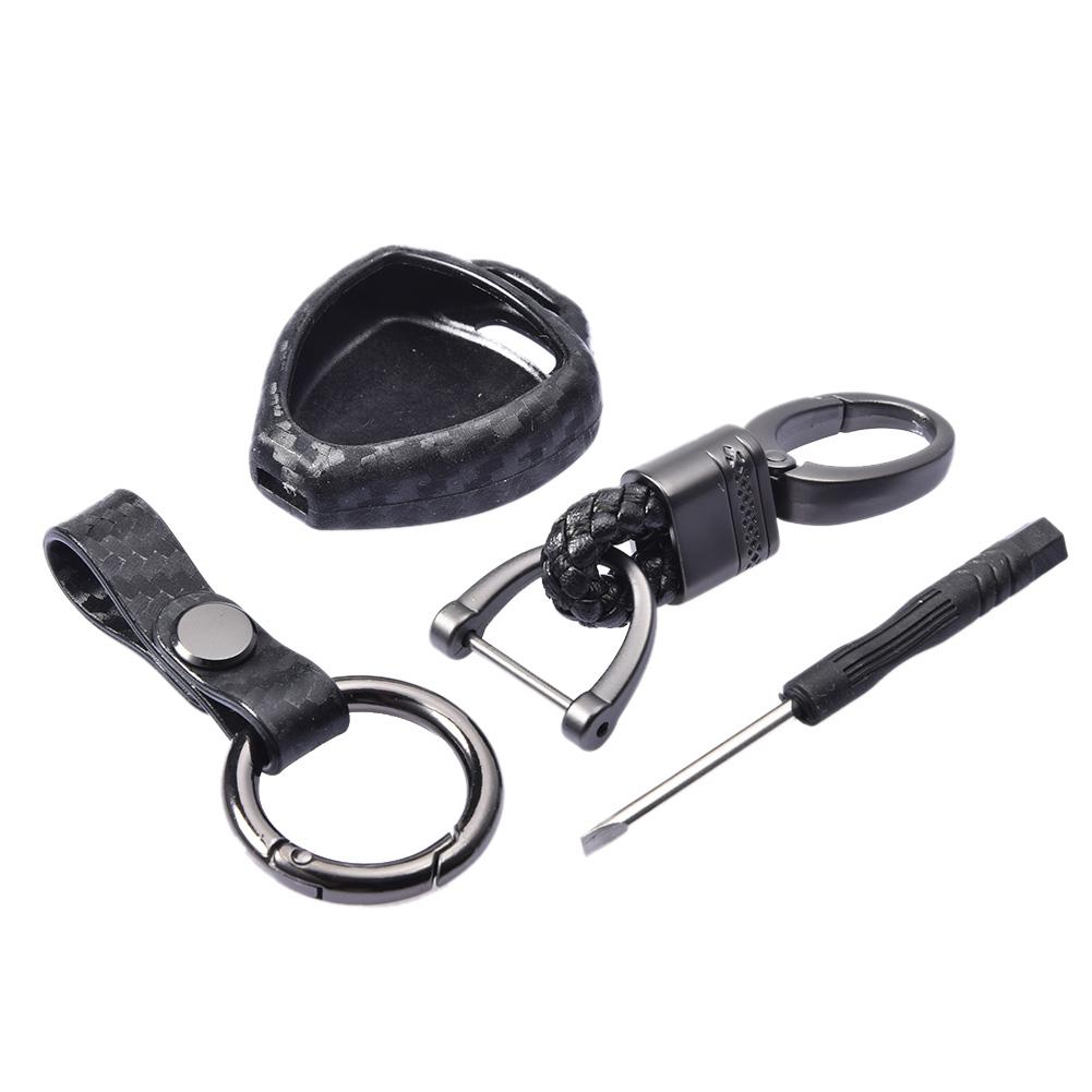 Autosleuteltas siliconen autosleutelhoes koolstofvezelpatroon sleutelhoes voor toyota camry reiz sleutelbeveiligingsaccessoires