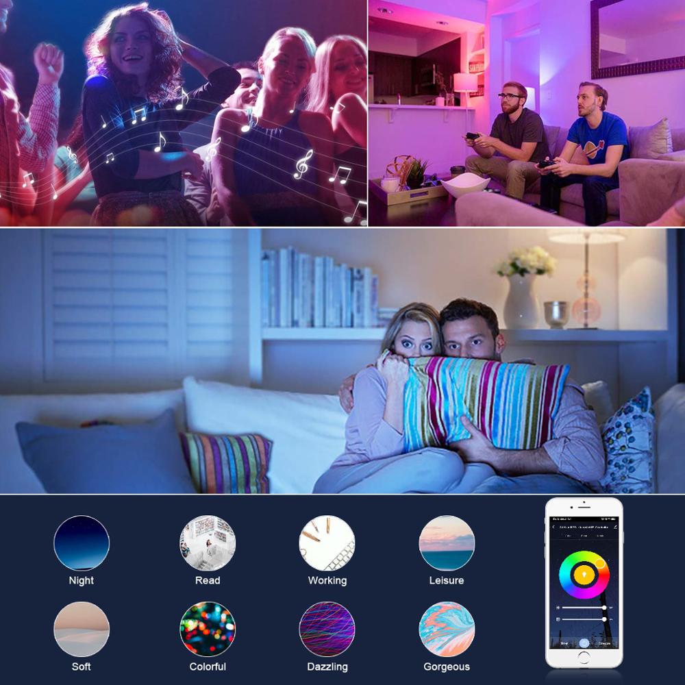 Wifi tuya smart musik led strip lys tv baggrundsbelysningssæt med alexa google home 5050 rgb dæmpbar 5m 10m 15m dc 12v stemmestyring