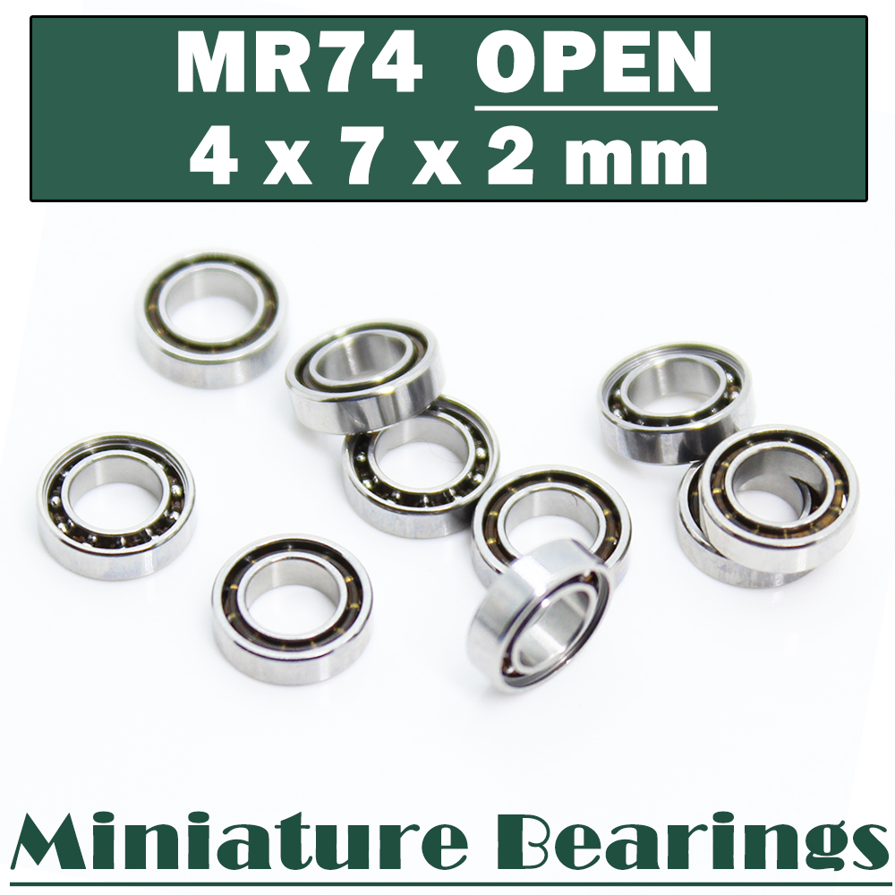 Rodamiento abierto MR74, 4x7x2mm (10 piezas), rodamientos de bolas abiertos MR74 de alta precisión en miniatura