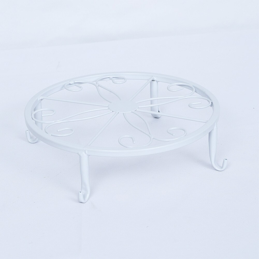 Présentoir rond en fer forgé, pour pots de fleurs, 3 tailles, présentoir rond pour bastion, plantes de jardin, Balcon porte-fleurs: White samll