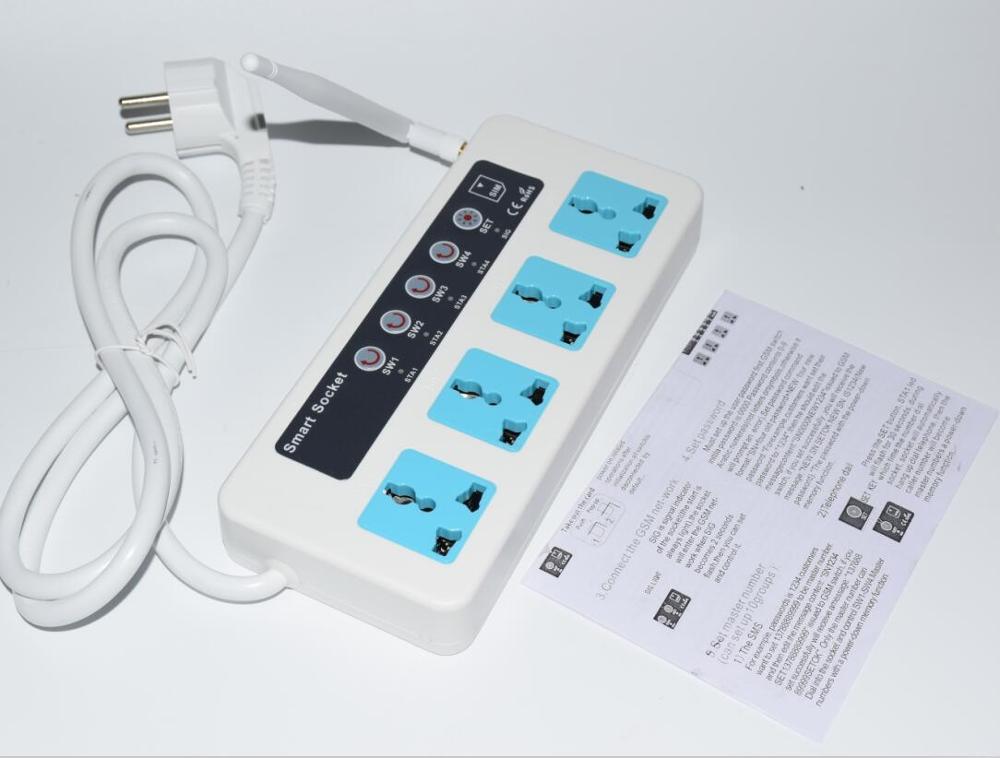 GSM Remote Control Power Strip/4 Outlets GSM Electrical Power Socket Strip by cellphone remote control gsm socket: no sensor kit