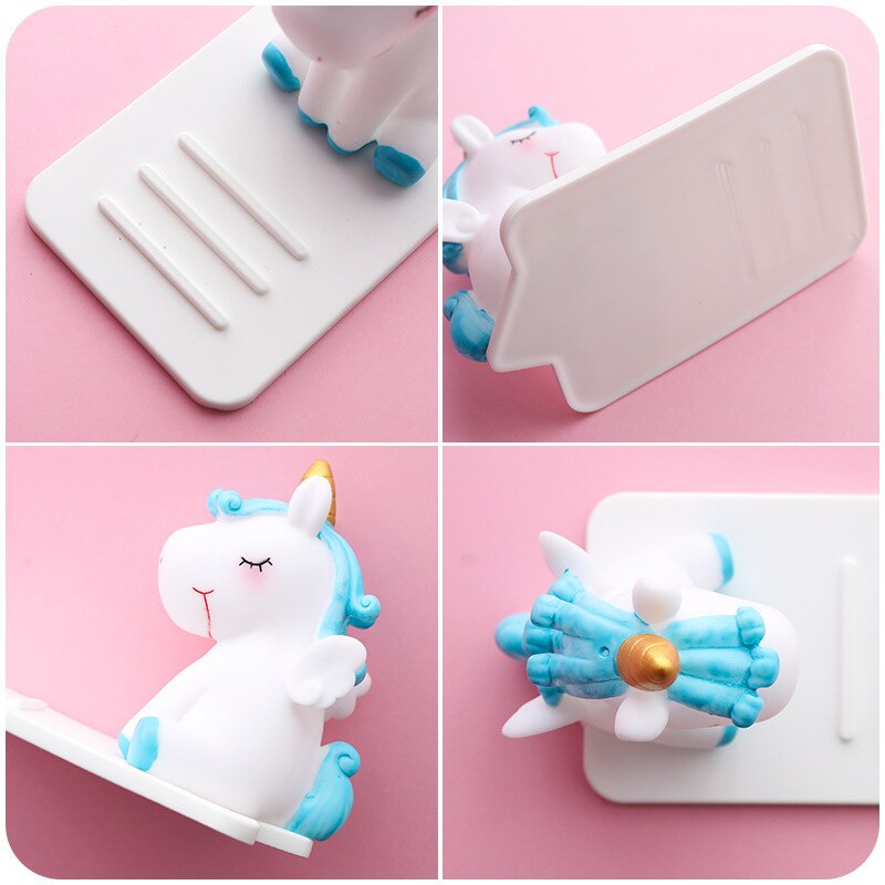 Universal- Anti-Unterhose Telefon Halfter Nette Karikatur Einhorn praktisch Schreibtisch Halterung Stehen Tabletten für Alle Telefon