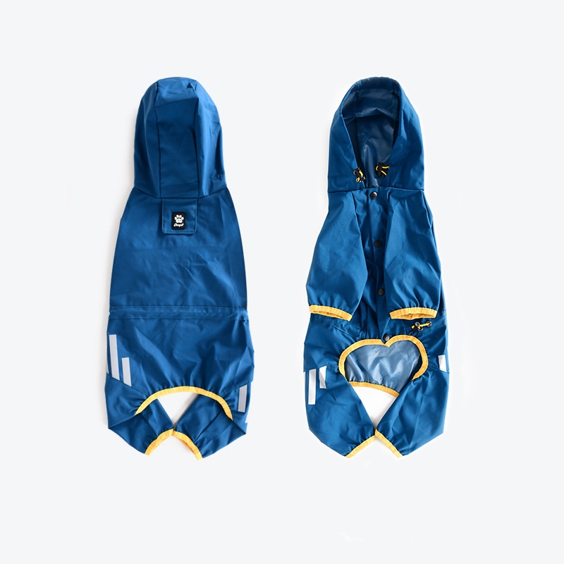 Dog Raincoat Waterproof Dog Rain Jacket with Hood Rain Coat with Leash Hole Lightweight four legs raincoat for Small Medium Dogs