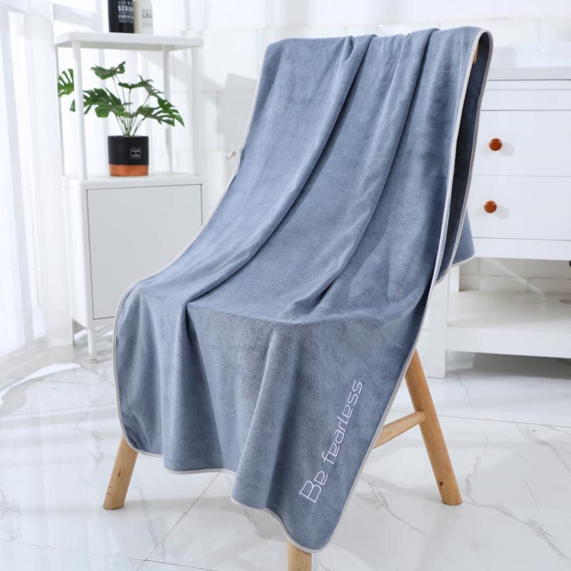 Microfiber Bath Towel Soft Absorbent Bathroom Towels Quick-drying Cloth For Bath And Sauna Thicken Spa Beach Towel Home Textile: Cyan Brick Blue