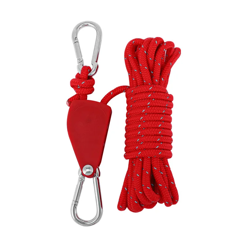 Tendeur de Corde pour Tente de Camping, 5m, Poulie de Fixation, Cintres à Cliquet, Crochet de Corde d'Auvent, Modifications de Corde, Sangles de Serrage: MULTI