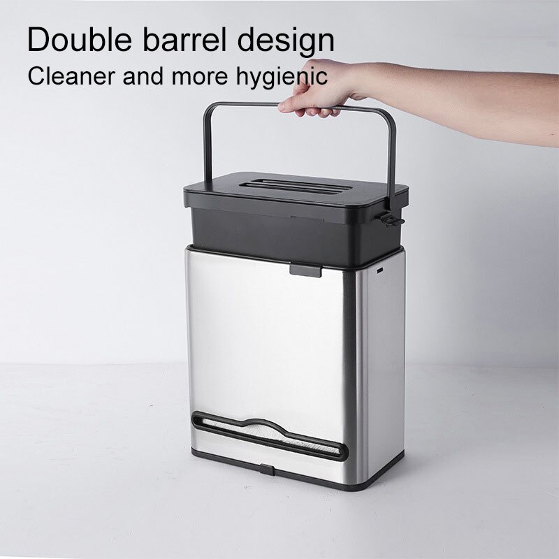 Wall Mounted Kitchen Trash Can Stainless Steel Built-in Bathroom Toilet Waste Bin with Paper Draw