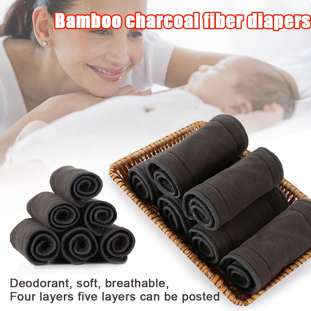Vaskbar voksenble 5 lags bambus kul stof bleindlæg superabsorberende genanvendelig inkontinens bleindsats til voksne