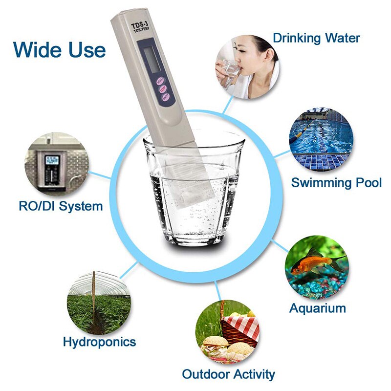 Portable Digital PH Meter Tester with TDS Meter Pen PH High Accuracy for Drink Water Food Lab PH Monitor
