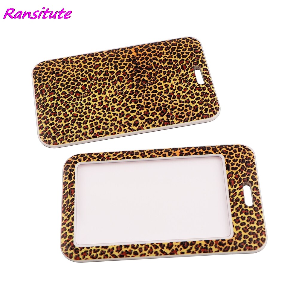 Ransitute R1844 Classic Vintage Leopard Print Lanyard Credit Card ID Holder Badge Women Travel Bank Business Card Cover Badge