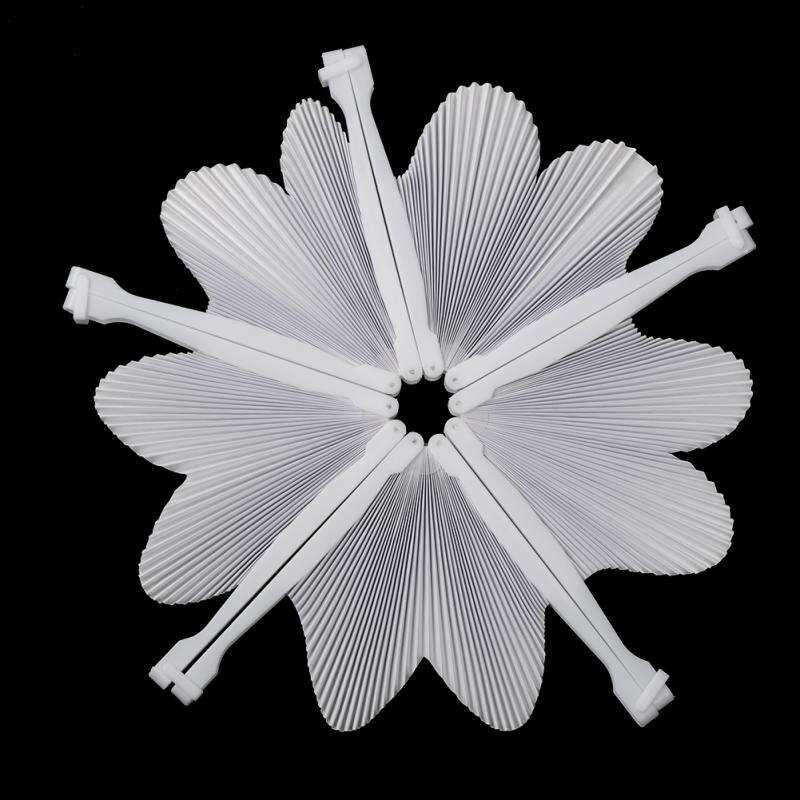 5 PCS Romantic Heart Shape Wedding Anniversary Hand Held Folding Paper Fan Party Heart White Blank Paper Folding Fans