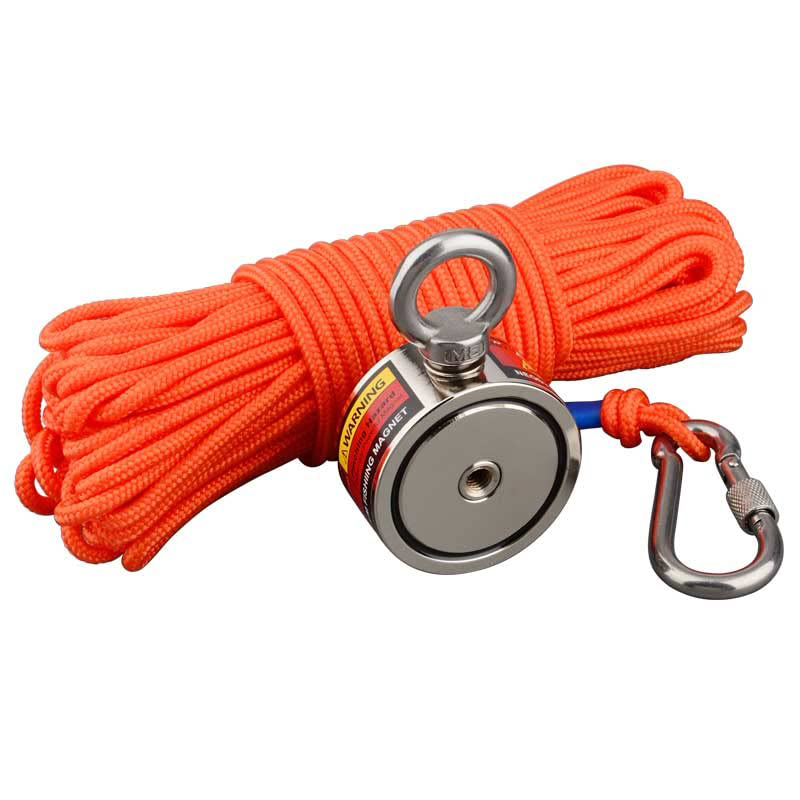 160 kg * 2 starker Neodym-Magnet, doppelseitige Suche, magnetischer Super-Power-Bergungs-Angelmagnet mit Suchseil