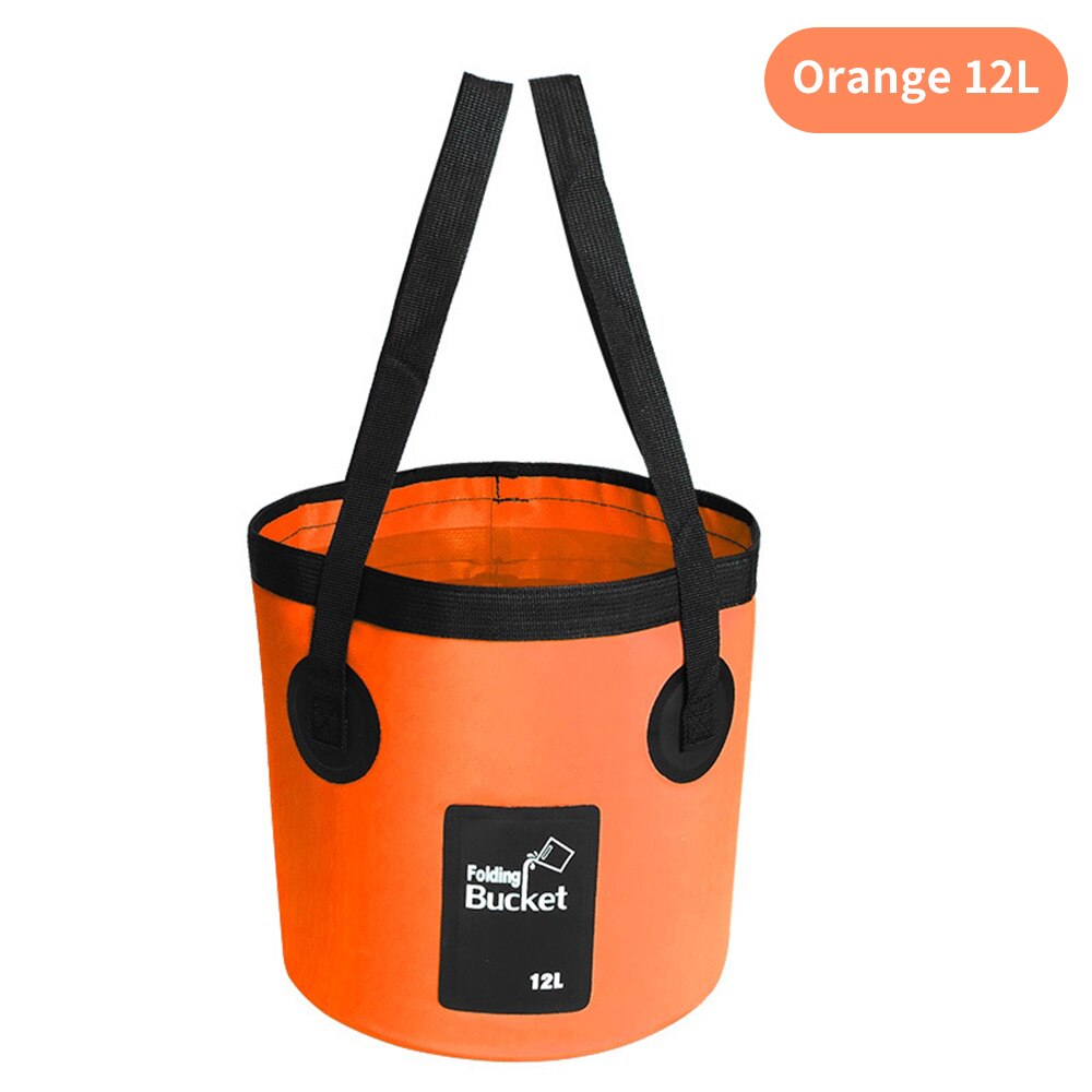 Cubo plegable de 12L y 20L, bolsas de agua impermeables, cubo portátil de pesca, contenedor de agua, bolsa de almacenamiento para coche: Orange 12L