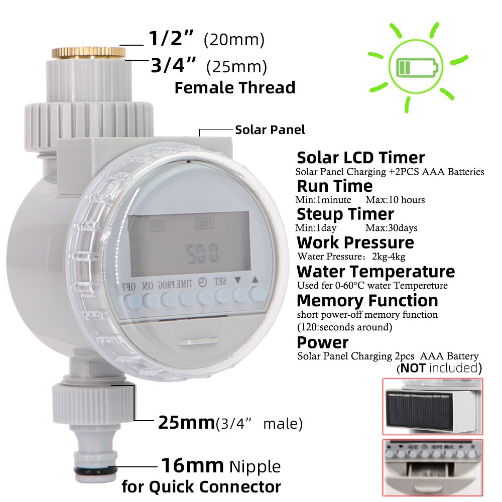 8-Typ Garden Automatic Watering Timer Drip Irrigation Digital Electronic Controller Rain Sensor Solar Greenhouse Sprinkler Timer: 1PC -E