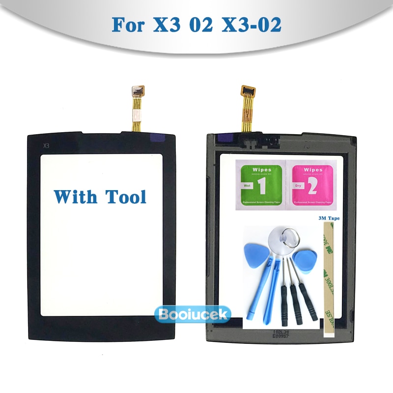 Substituição de alta qualidade para nokia x3 02 X3-02 digitador da tela toque sensor exterior lente vidro painel preto