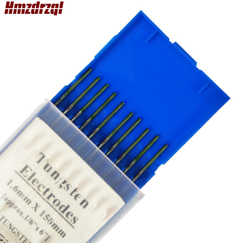 WP 10 pièce couleur verte 1.6mm * 150mm (approx.1/16 "x 6") pur tungstène électrode tête tungstène aiguille/tige pour Machine à souder