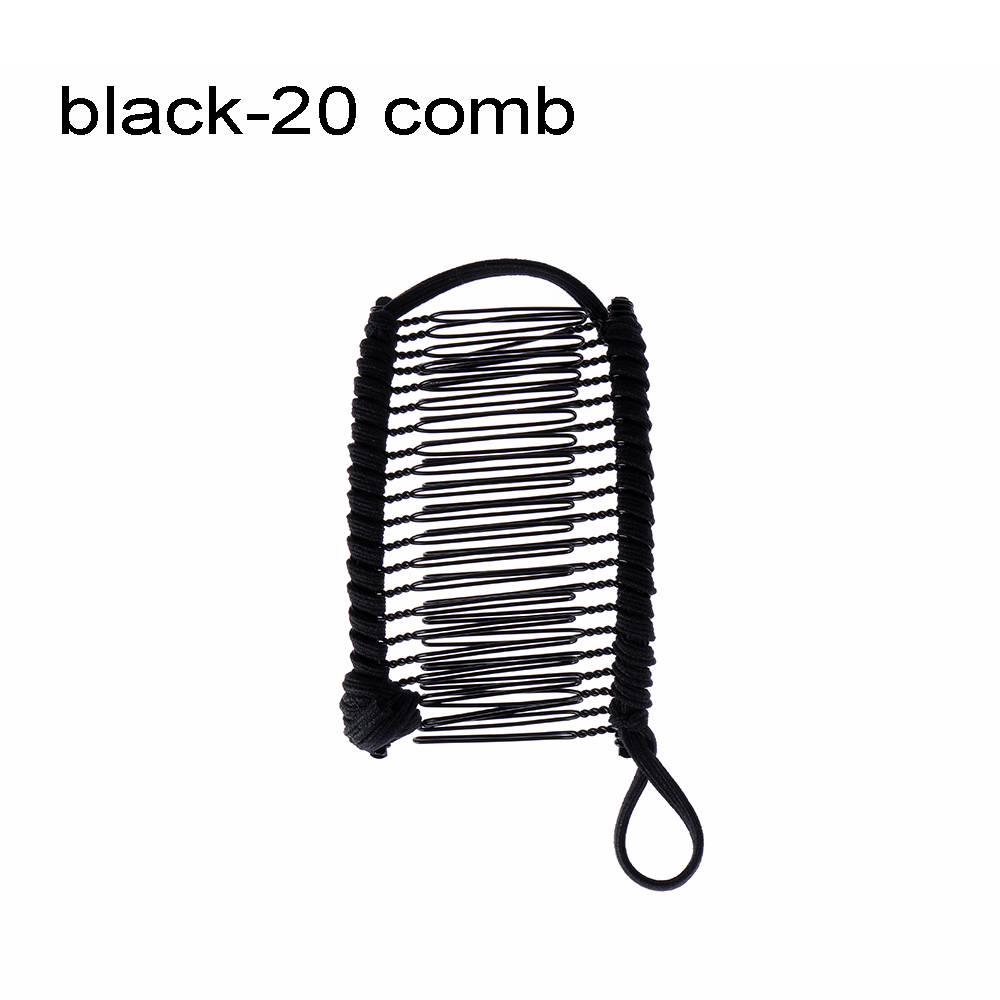 Pinza Banana para el pelo Vintage para el pelo para mujer, peine Vintage elástico, accesorios para el cabello, novedad, 1 unidad: black	20 comb