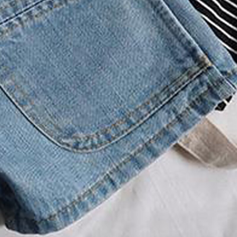 Menoea Summer Boys Girls Overalls Cotton Kids Strap Denim Shorts Teenager Girls Boys Denim Jeans Casual Trousers
