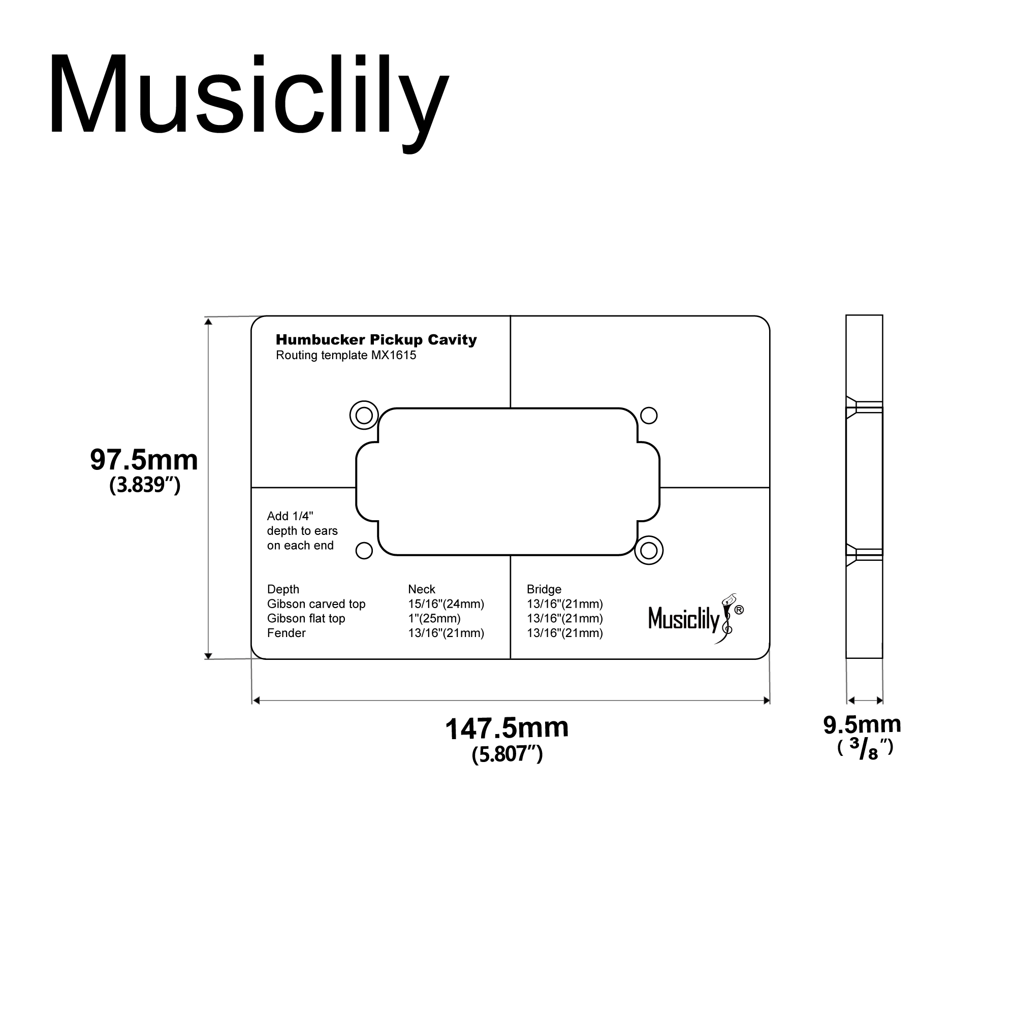 Humbucker Pickup Routing Template.pdf Musiclily Pro CNC Accurate Acrylic Humbucker Picku... – Grandado