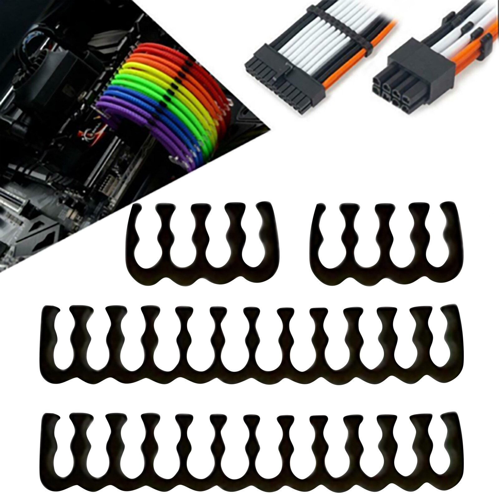 Black Open Cable Comb Set Cable Comb/clip/organizer/dresser For Pc Power Cable Wiring 4/6/8/24 Pin Computer Cables Manager#y30