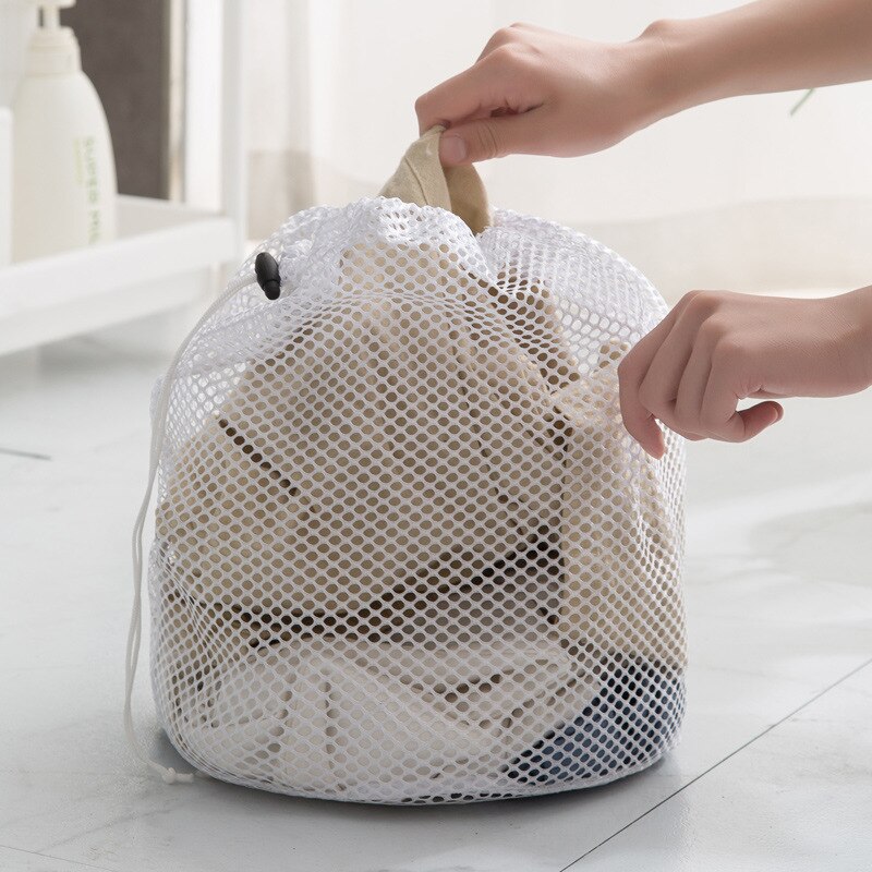 Polyester Drawstring Laundry Bag Sheets Clothes Washing Machine Wash Bag Round Drawstring Pocket For Washing Clothes