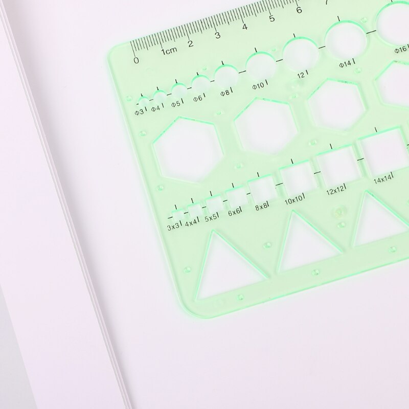 Geometric Plastic Circles Squares Hexagons Triangle Template Ruler Drawing Tool