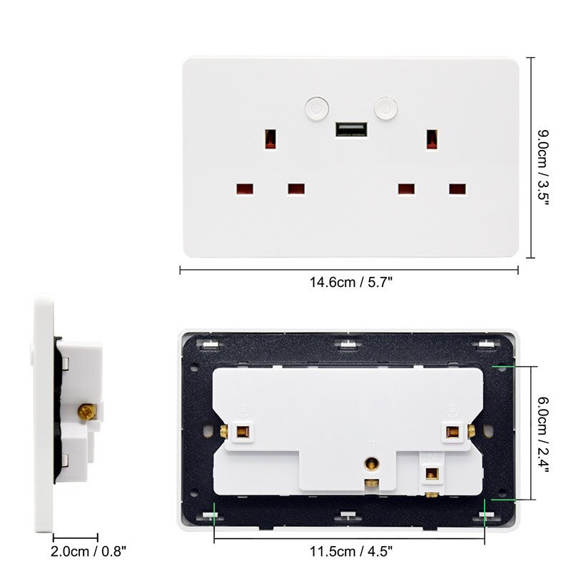 Voice Control Socket Panel Wifi Adapter Dual Usb Uk Plug Switch Wall Socket Charger Electrical Intelligence