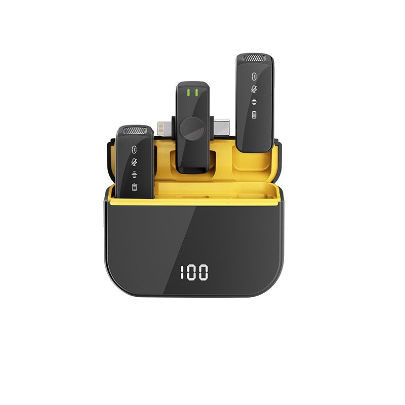 Draadloze Lavalier Microfoon Studio Gaming Dual Jacks Voor Android En Apple Professioanl Revers Mic Live Broadcast Mobiele Telefoon: Black