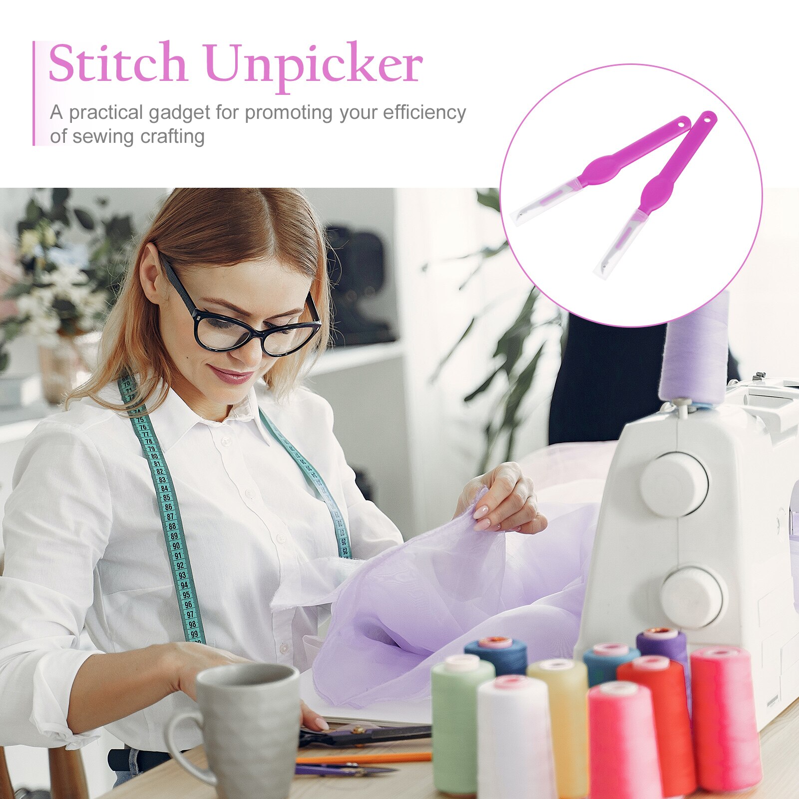 2pcs Seam Ripper Tool Stitch Embroidery Hems Seams Removal Tools Thread Cutter