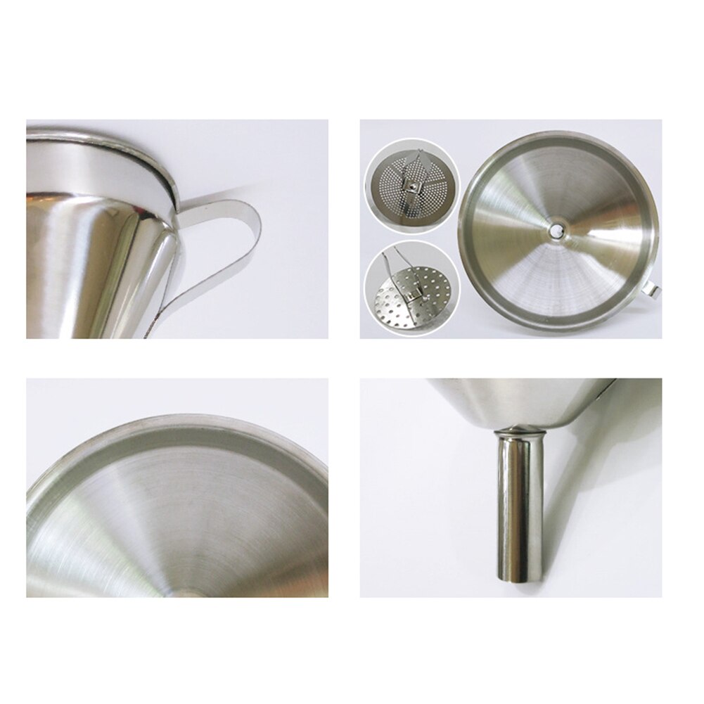 Embudo de cono de acero inoxidable, 11/13/15cm, tolva líquida de aceite de vino, herramienta para el hogar, utensilios de cocina, Bar y comedor