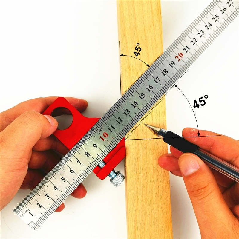 300mm Stainless Steel Straight Ruler With Locking Stop Line Locator for Woodworking Measuring Tool