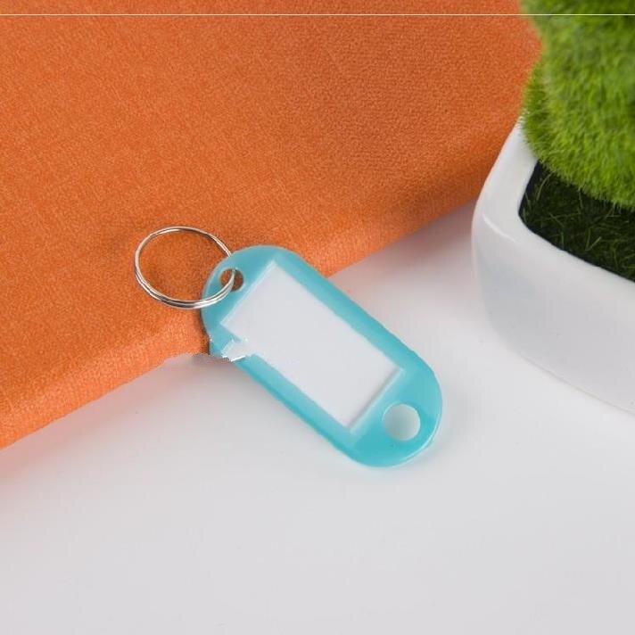 Diysomes 30 stk farverige plastik nøgleringe sprog id tags labels nøgleringe navne tags med split ring til bagage bagage tag: Blå