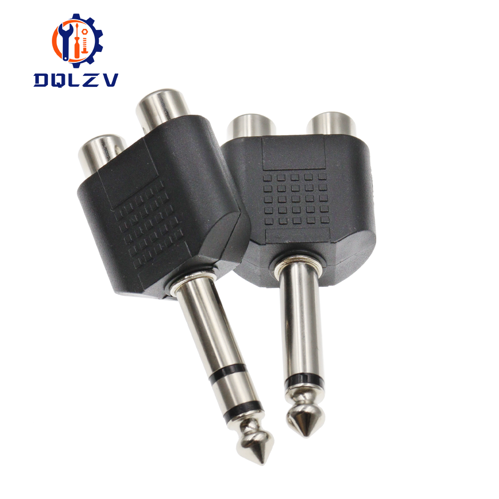 6.35 / 6.5 mm Male to Dual RCA Female audio and video adapter connection lotus three split RCA RF connector AV
