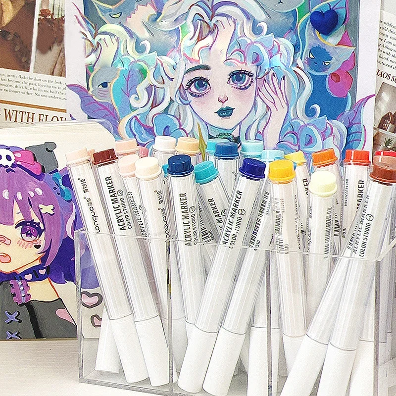Conjunto de marcadores de tinta acrílica languo 144 cores marcadores de arte pintura desenho caneta graffiti para pedra disco cartão sapato vidro arte suprimentos