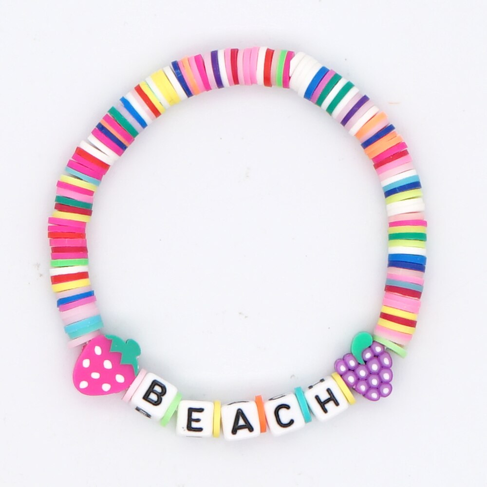 gehen2BOHO Heishi Perlen Braclets Sommer Strand Schmuck Niedlich Obst Armbinde Polymer Ton Armbänder Für Frauen knapp Pulsera: QT-B200153A