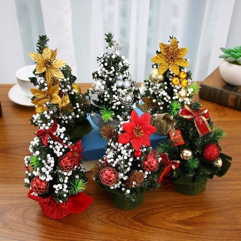 20cm Mini Christmas Tree Decor Desk Table Decor Small Party Ornaments Xmas