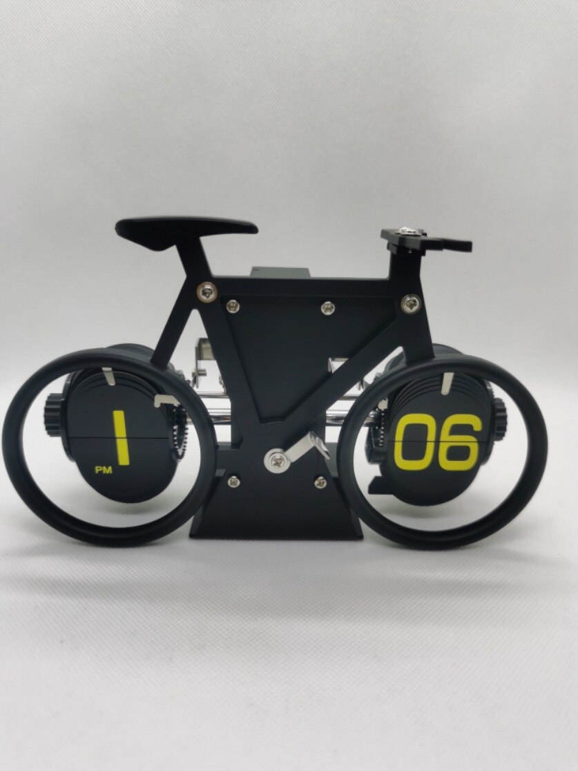 Flip Clock Bicycle Shaped Clock Table Alarm Travel Clock Home Decorative WF110608: black
