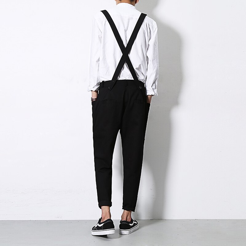 Japanese Style Men's Sleeveless Coveralls Casual Cotton Skinny Pants Jumpsuit Rompers Slim Trousers Overalls M-2XL