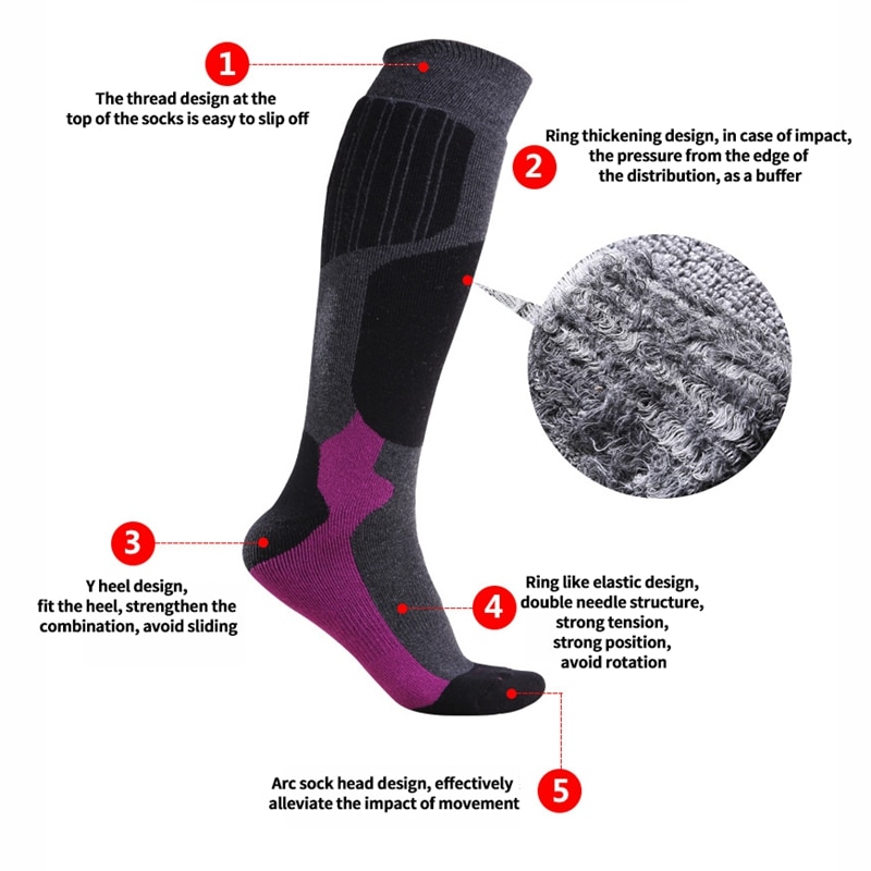 Skisokken voor dames en heren - dikke, warme buitensportkous voor skiën, wandelen en snowboarden