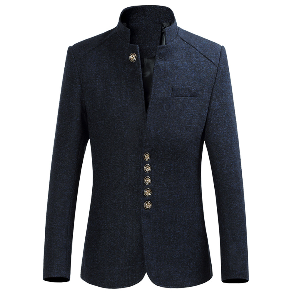 Estilo chino hombres traje blazer Otoño Invierno Slim mens traje chaqueta blazers mandarín collar d90604