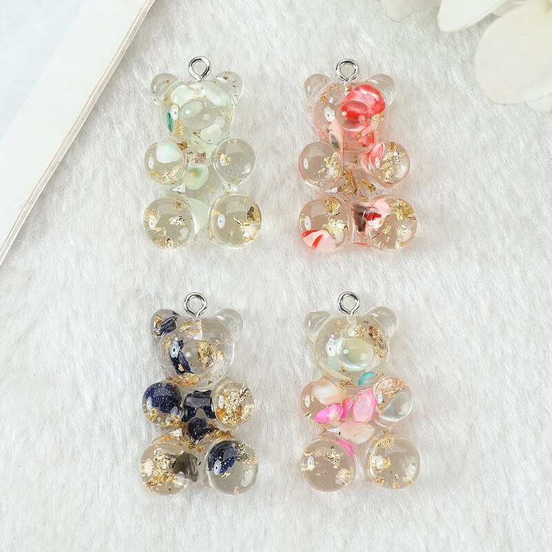 8Pcs 20*30 MM Resin Bear Flatback Charms Jewlery Findings For Diy