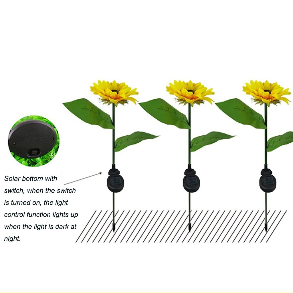 2Pcs Led Outdoor Zonne-verlichting Sumflower Solar Tuinverlichting Lamp Outdoor Tuin Yard Gazon Landschap Lamp Solar Led Licht outdoor