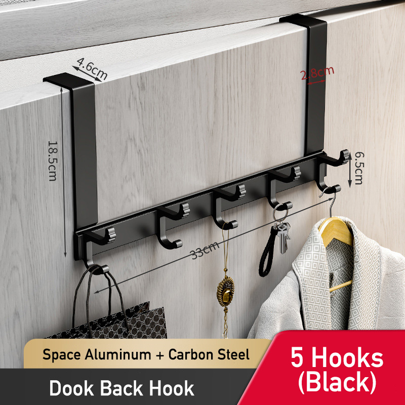 Metal dørbøjle til hjemmet køkken badeværelse bruserum over døren kroge aftagelig tøj frakkeophæng opbevaring organisering: Mørk khaki