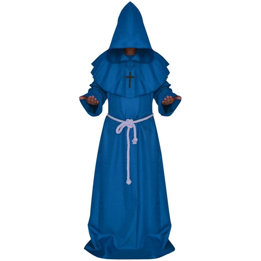 Fraile Medieval con capucha túnica monje renacimiento sacerdote túnica Halloween Cosplay traje capa Medieval capa de sacerdote