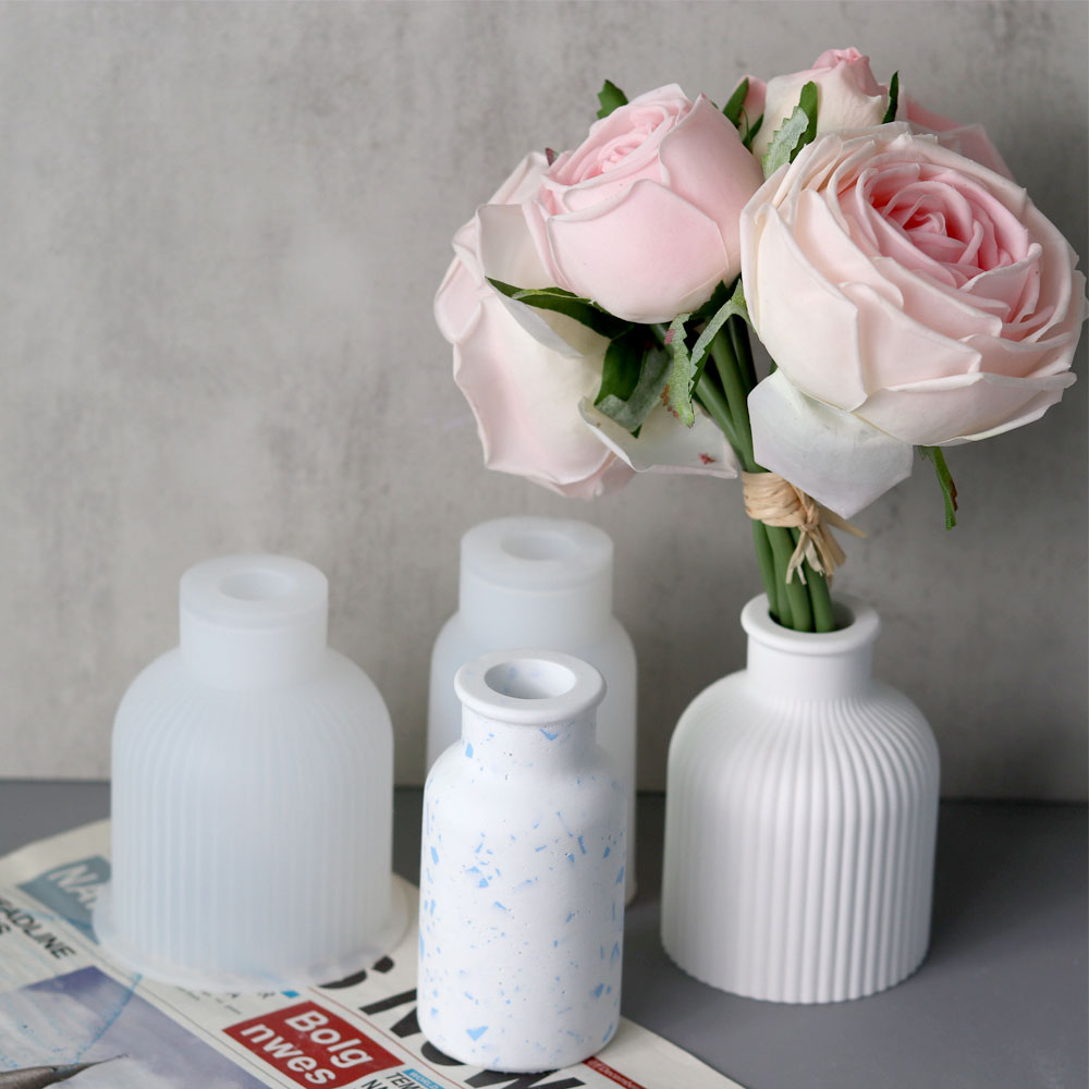 Betongvas silikonform gör-det-själv blomkruka hantverk ornament tillverkning gips epoxiharts gjutformar heminredning handgjord