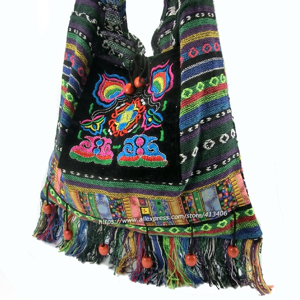 Vintage Hmong Tribal Etnische Thai Indian Boho Schoudertas Bericht Tas Linnen Handgemaakte Borduren Wandtapijt SYS-083F