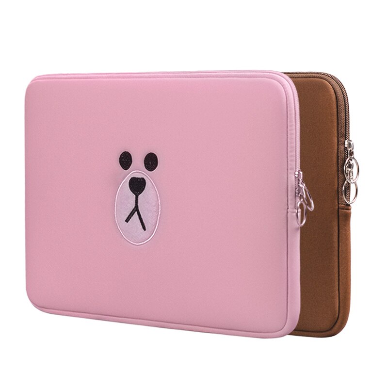 Bolsa de laptop, bolsa de desenho animado marrom 11 13 15.6 Polegada para macbook air pro 13 15 notebook manga tablets ipad 7.9 9.7,
