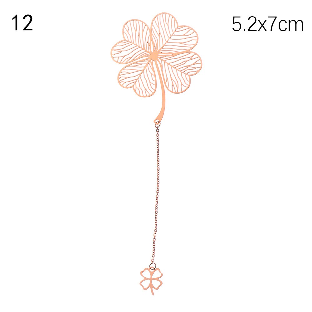 Retro Chinese Style Hollow Gold Metal Bookmark Maple Leaf Vein Fringed Pendant Apricot Leaf Bookmark Stationery: 12